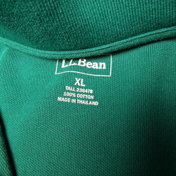 LL Bean Polo Shirt XL Tall Green Long Slv Classic Collared Preppy Woven Cotton - Picture 6 of 12